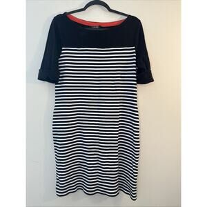 Lauren Ralph Lauren Dress Size XL Striped Pencil Dress Boat Neckline Preppy